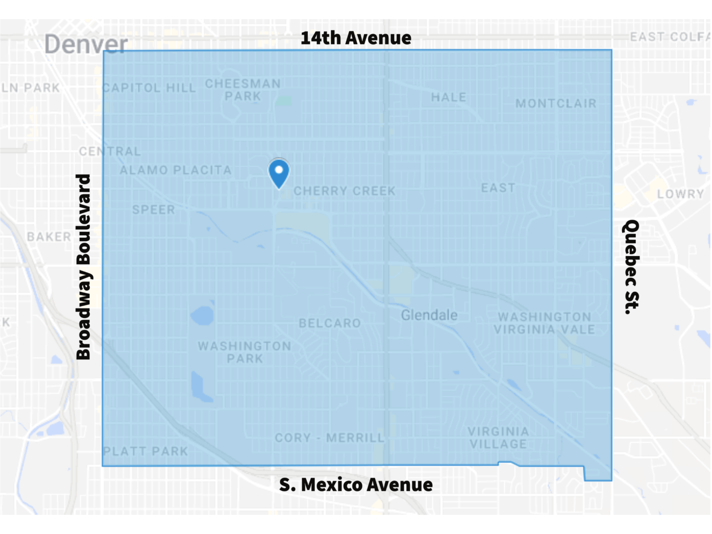 A map of the city of 1 4 th avenue.